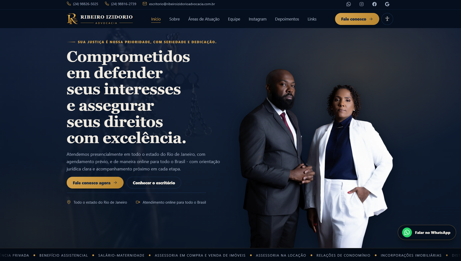 Redesign de Ribeiro Izidorio Advocacia