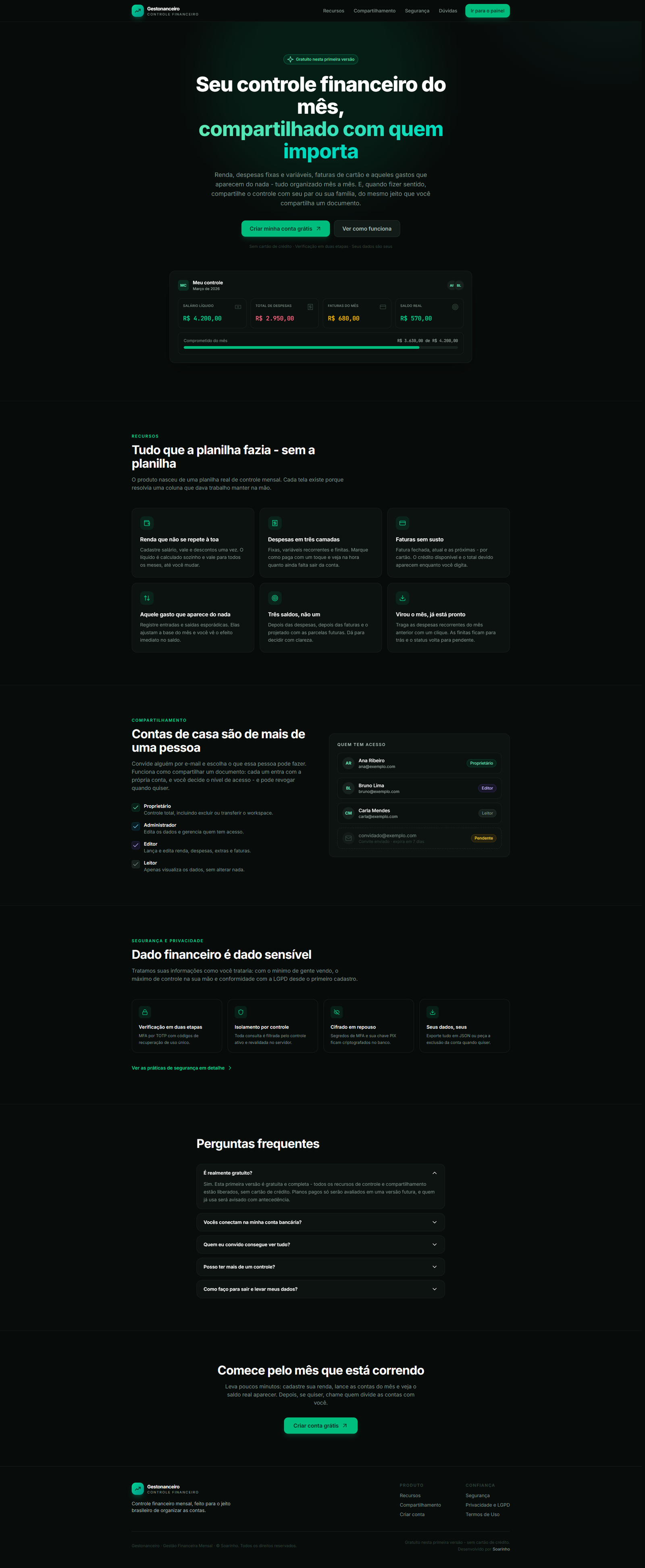 Site e Sistema de Controle Financeiro Pessoal