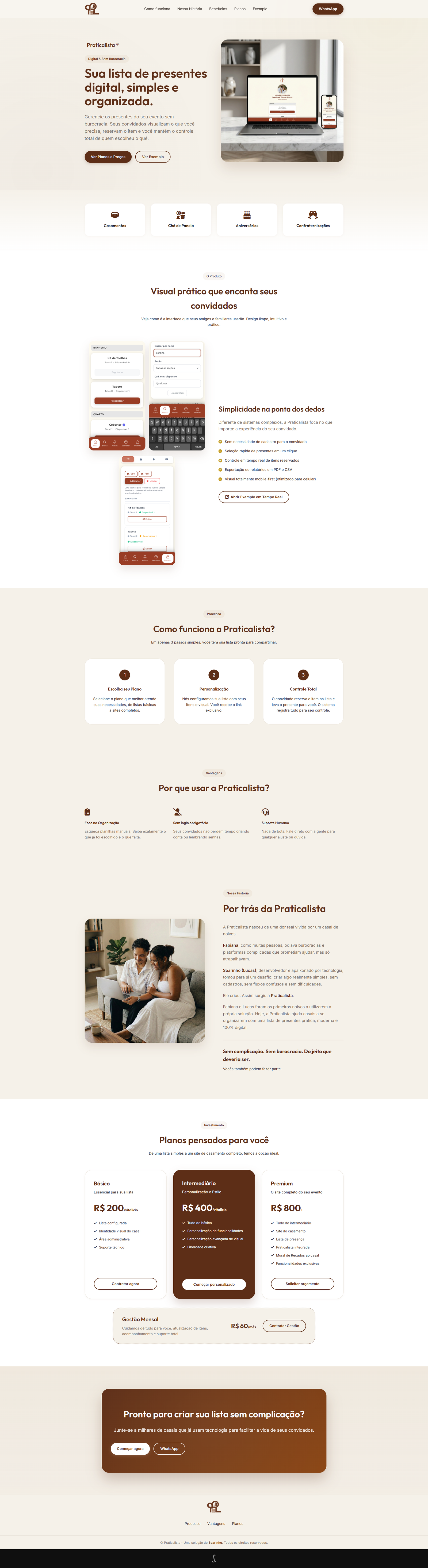 Site e Sistema de Lista de Presentes Digital Prática